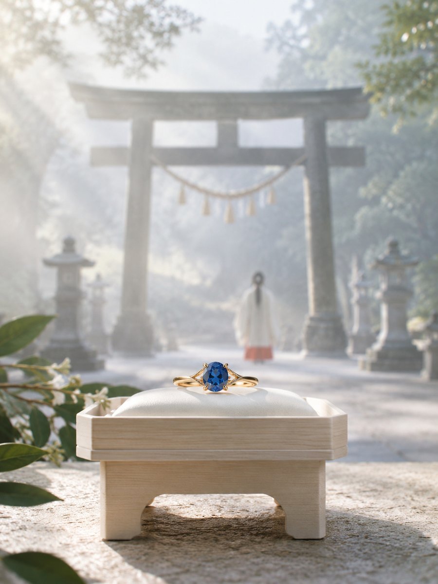 神社でご祈祷を待つ指輪